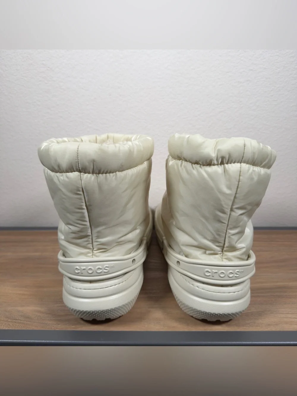 Crocs Classic Neo Puff Shorty Boot Bone Cream Men's 13 Faux Fur Lined 206630
